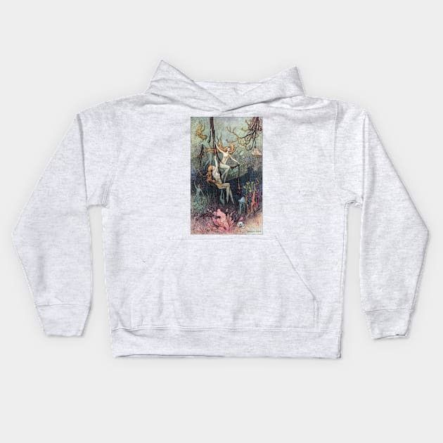 Sea Nymphs Ringing Bells - Warwick Goble Kids Hoodie by forgottenbeauty